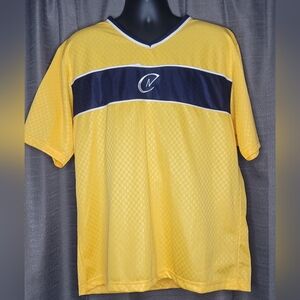 Highland Y2K Claudio Nucci Soccer Jersey Shirt 90s-2000s Blue And Yellow Large